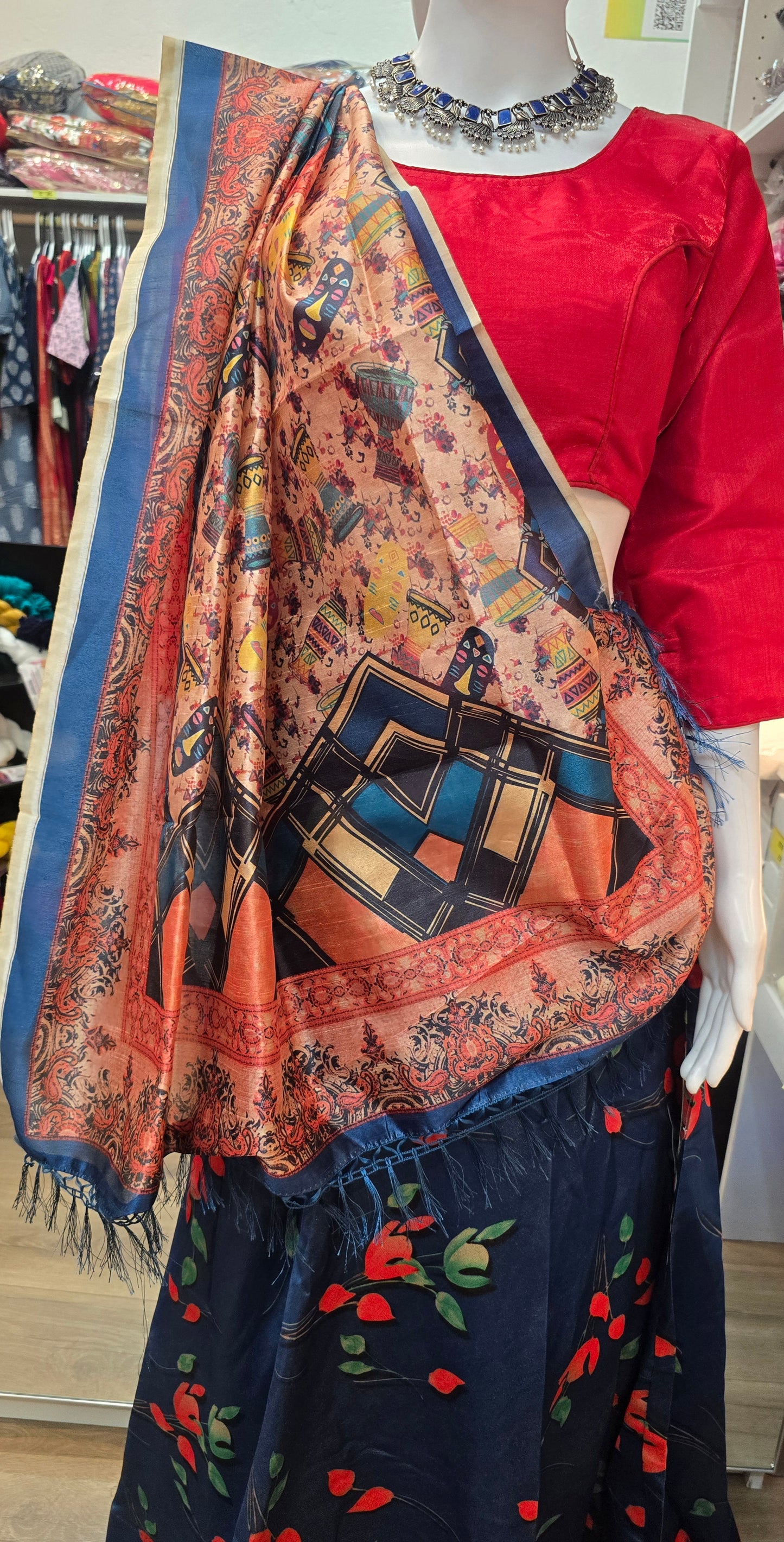 Blue Color Printed Work Lehenga Cholis In USA