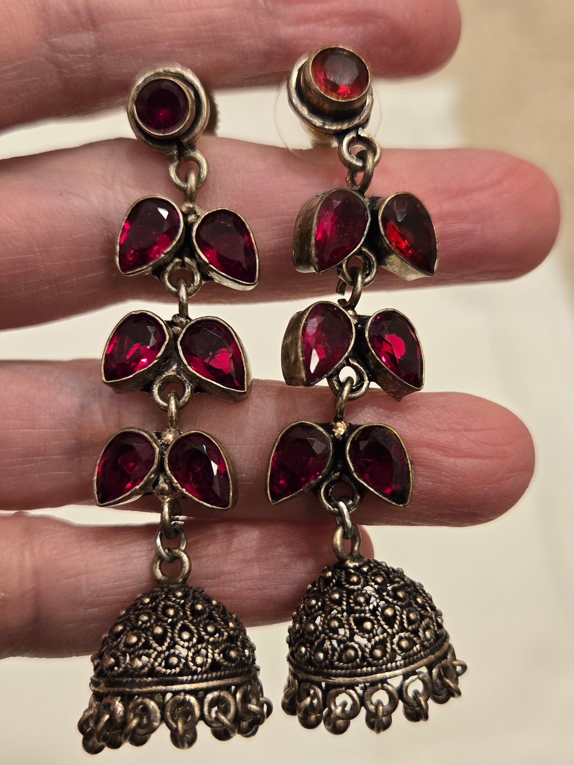 Elegant Red Color Oxidized Stone Necklace Set With Earrings In USA