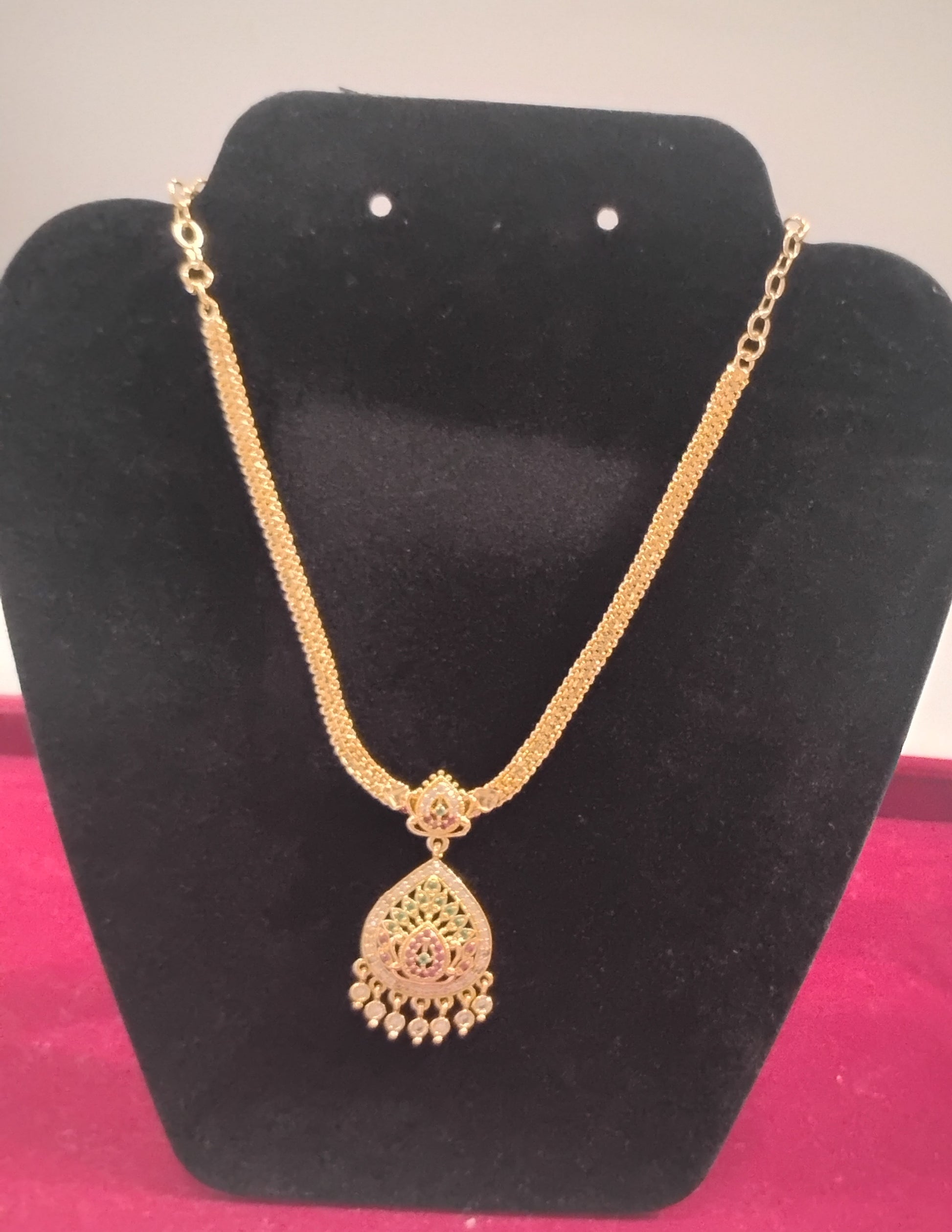Elegant Multicolor Stones Gold Plated Necklace For Women