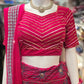 Stunning Dark Hot Pink Color Net With Sequins Thread Embroidery Work Lehenga Choli In USA