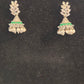 Attractive Leaf Design American Diamond Green Color Earrings For Women