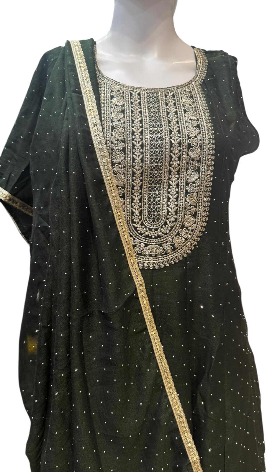 Green Color Rayon With Embroidery Work Salwar Suits Near Me