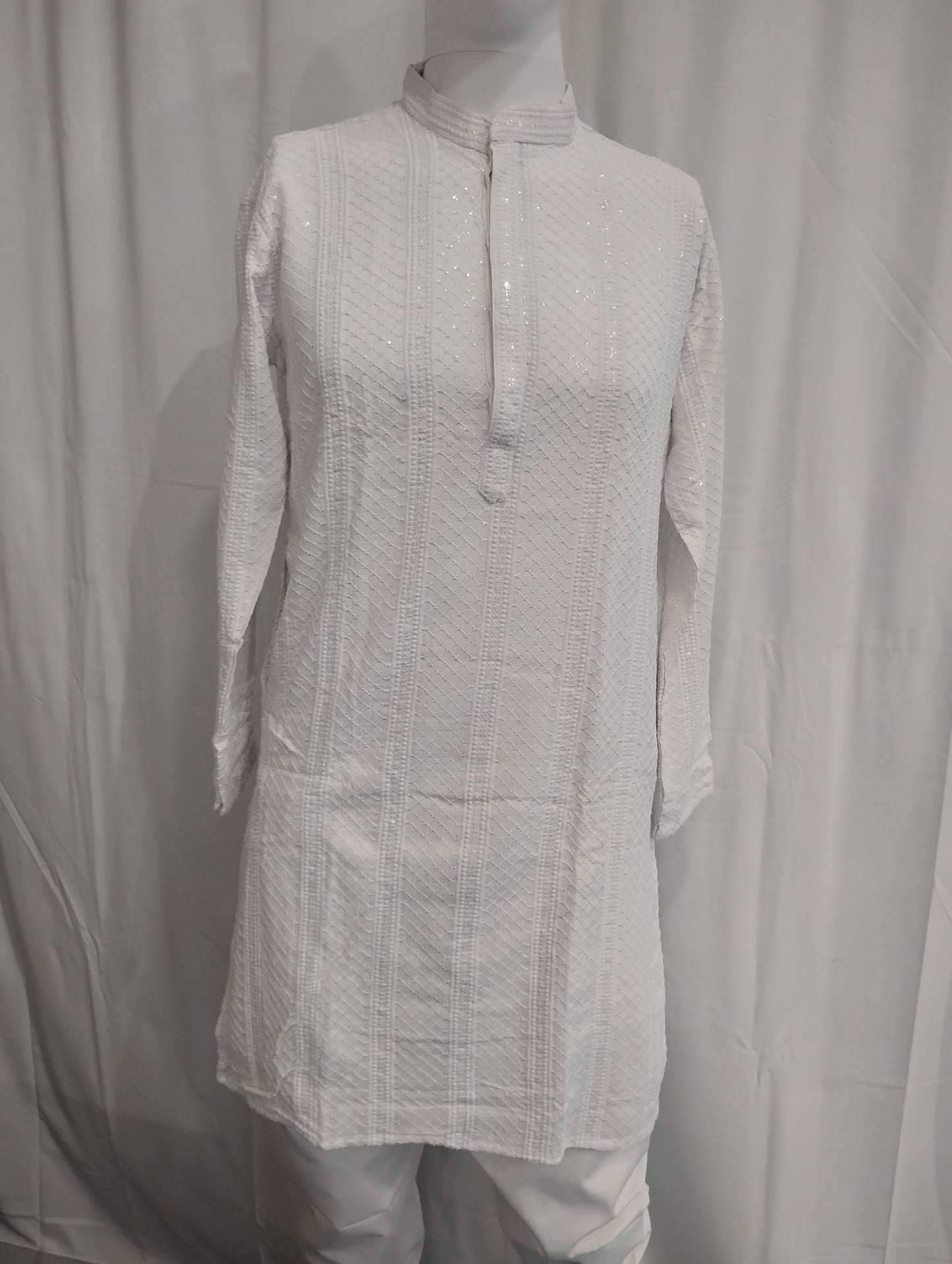 Appealing White Color Rayon With Chikankari Work Kurta Suits For Men