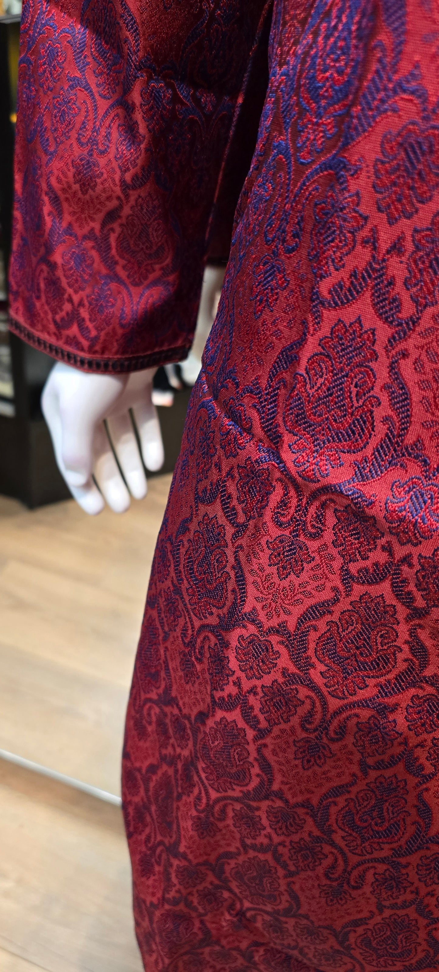 Beautiful Dark Red Color Kurta Slub Silk Embroidery Work With Pajama Pant