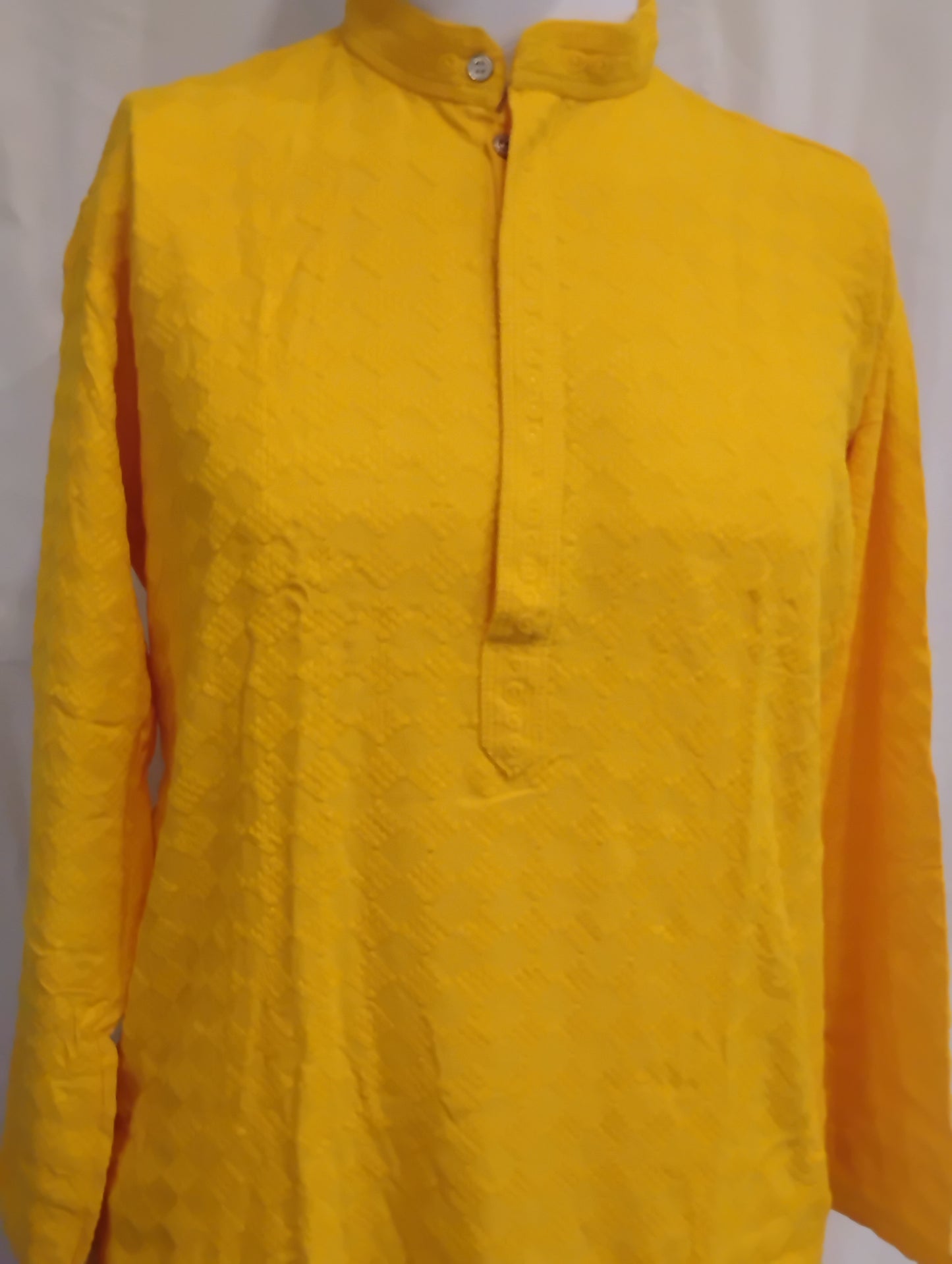 Wonderful Yellow Color Rayon With Chikankari Work Kurta Suits For Men