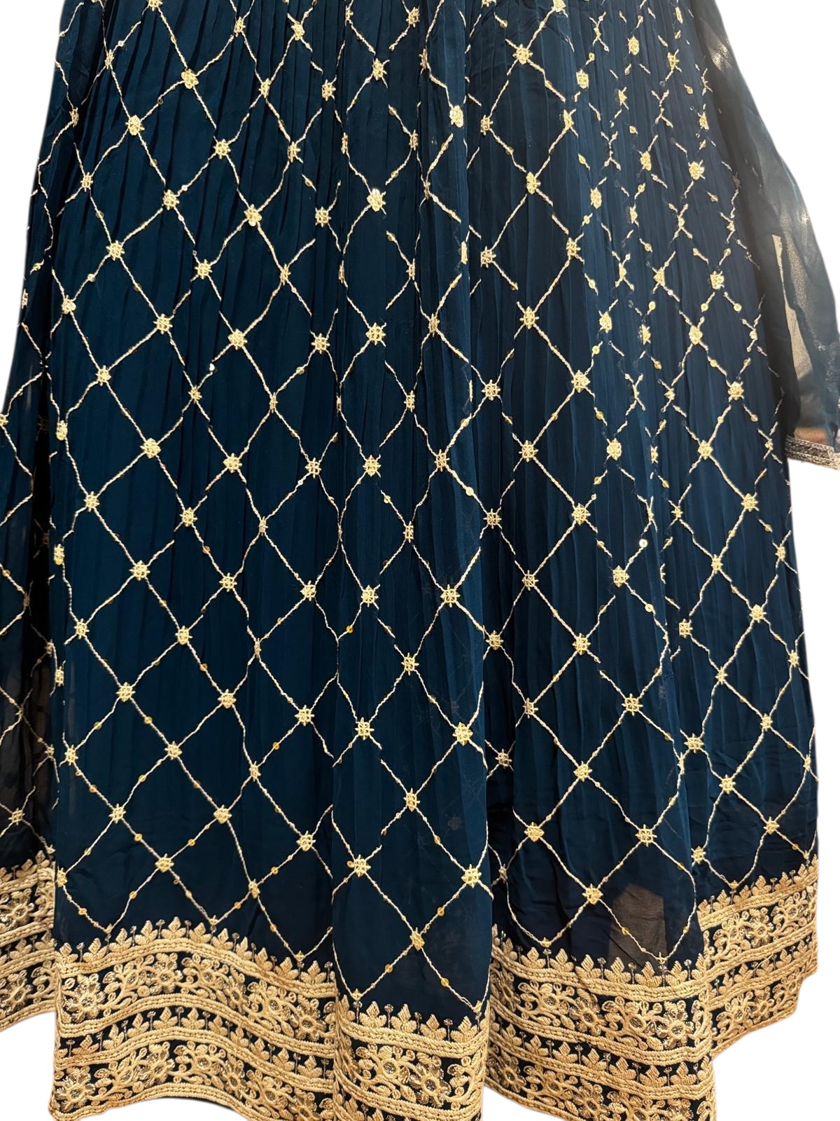 Blue Color Embroidery And Sequins Work Lehenga In USA