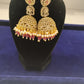 Beautiful Ethnic Wear Gold Plated Earrings With White Stones, Marron and White Beads