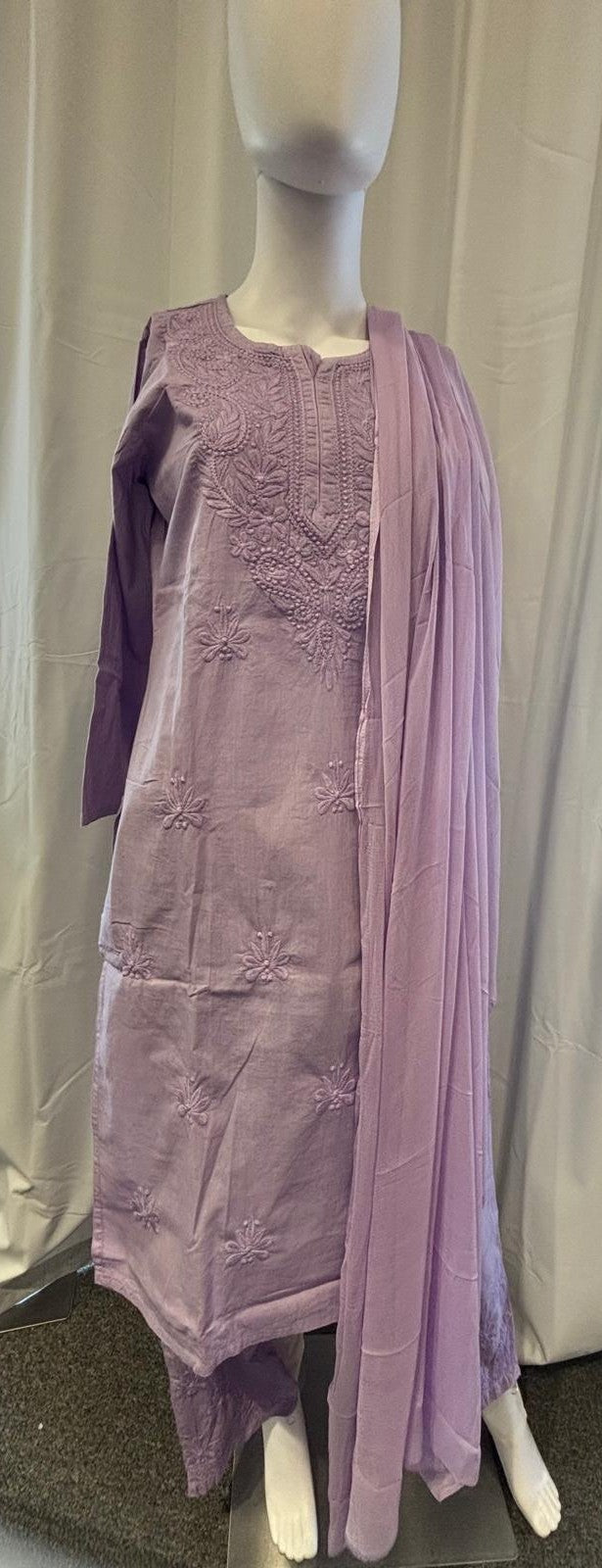 Wonderful Lavender Color Cotton With Chikankari Work Palazzo Suits For Women