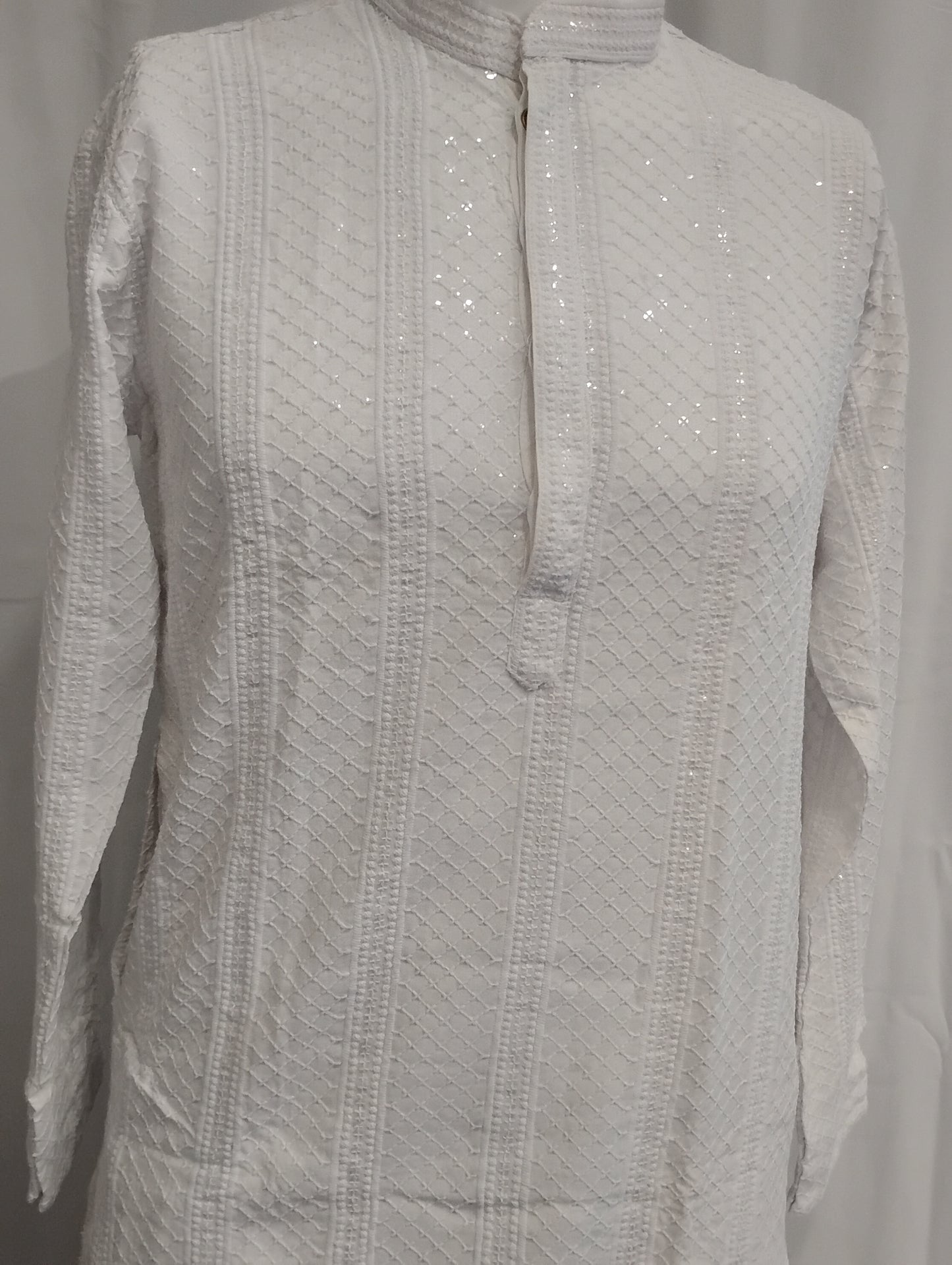 Appealing White Color Rayon With Chikankari Work Kurta Suits For Men