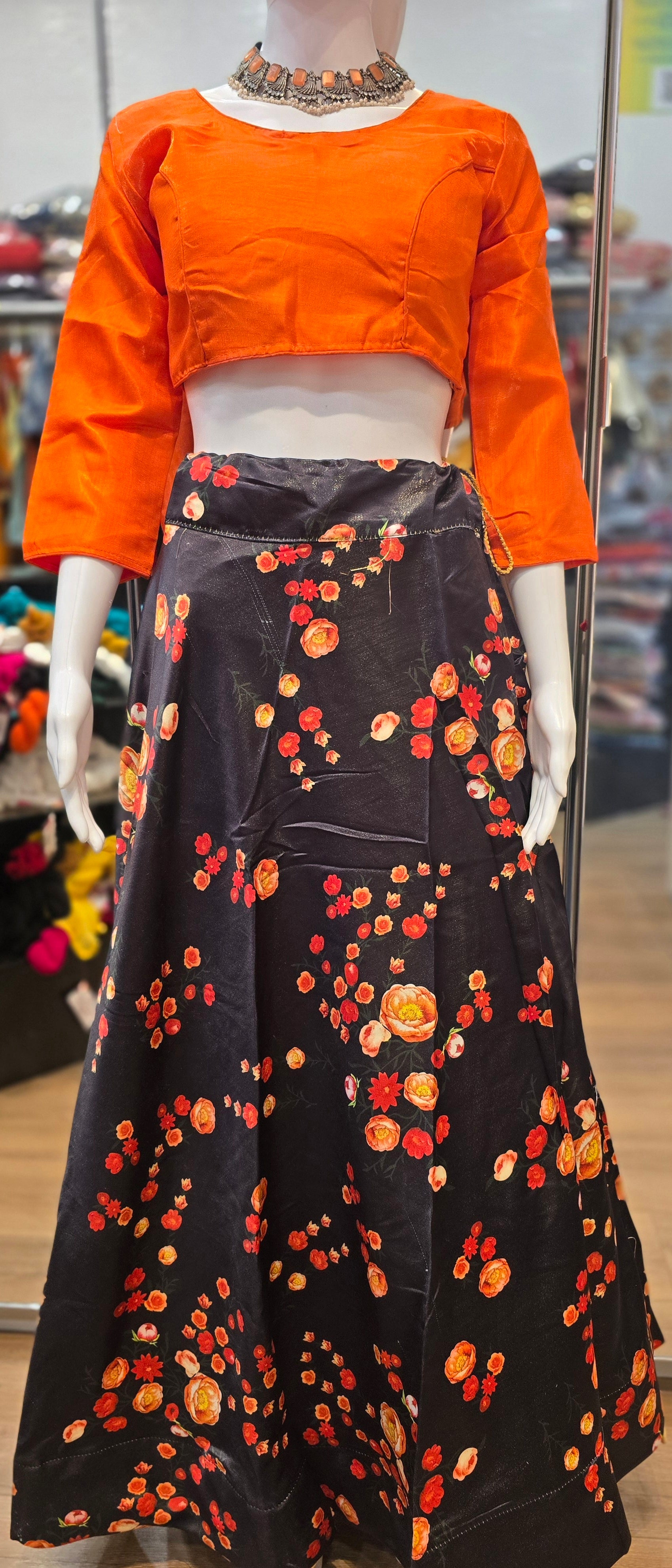 Charming Black Color Printed Work Lehenga Choli In USA