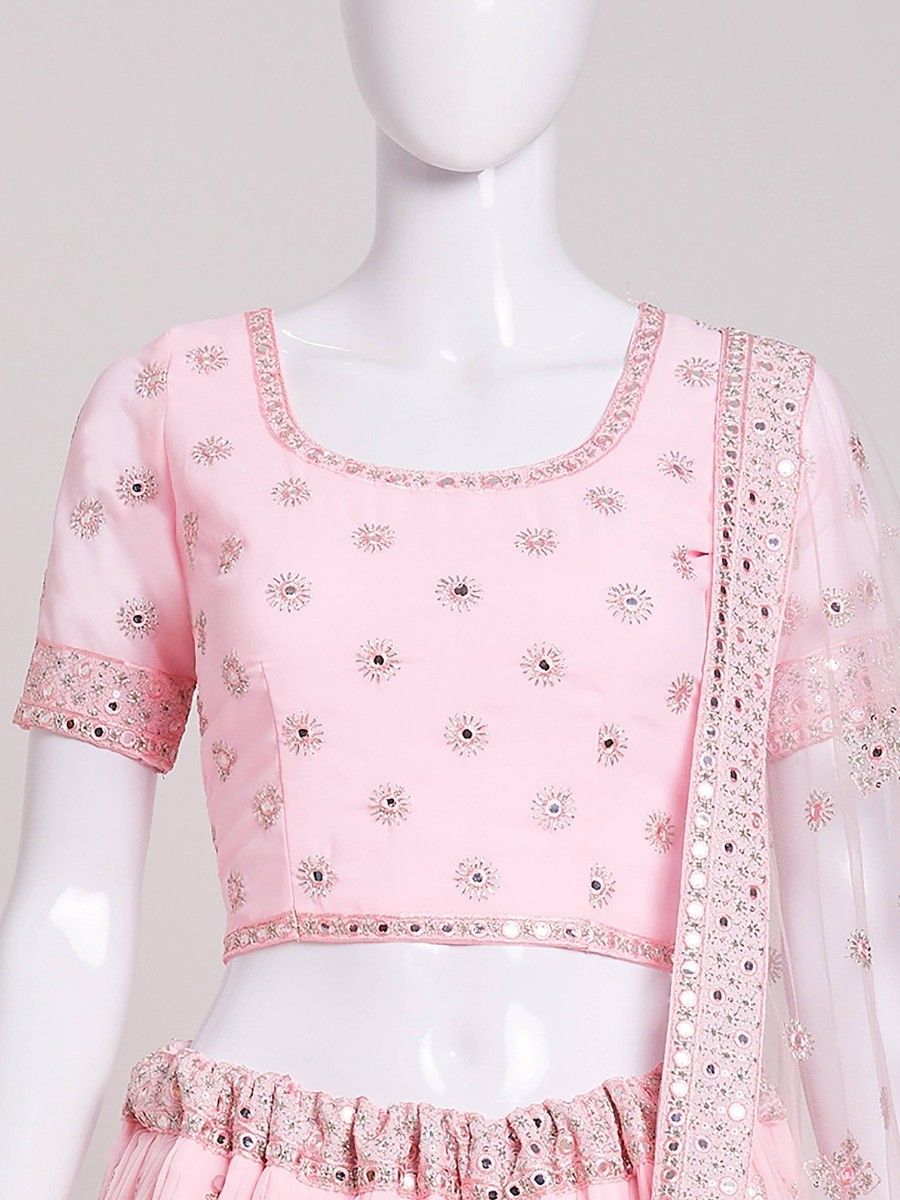 Lovely Light PInk Color Designer Georgette Embroidery And Sequins Work Lehenga Choli With Fancy Dupatta For Women Near Me