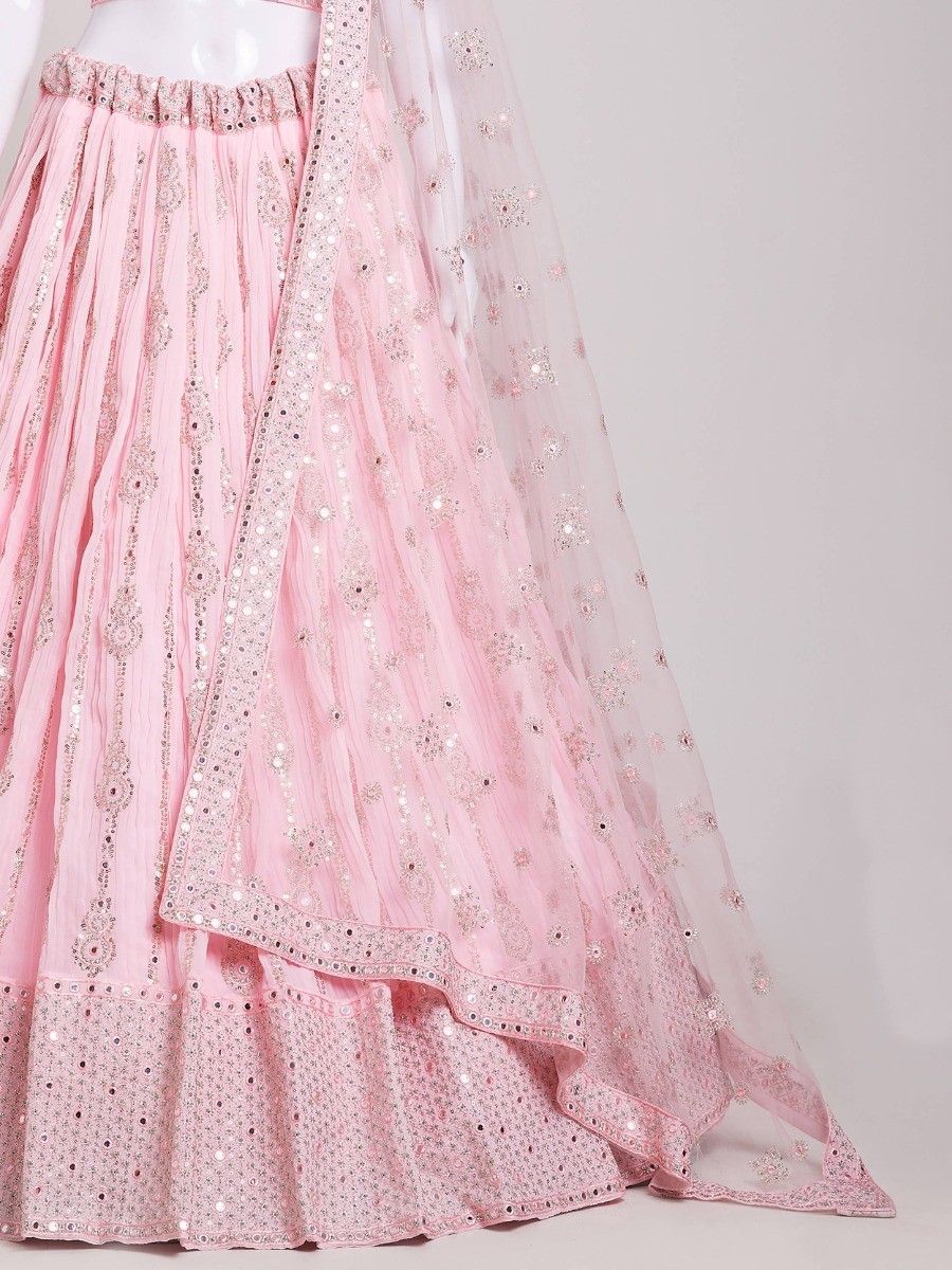 Lovely Light PInk Color Designer Georgette Embroidery And Sequins Work Lehenga Choli With Fancy Dupatta For Women In USA
