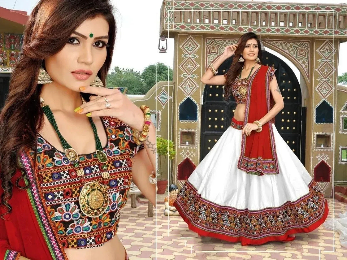 White And Red Combo Designer Party Wear Lehengas in Phoenix