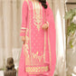 Beautiful Pink Color Soft Organza Salwar Suits With Embroidered Work For Women