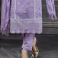 Beautiful Lavender Colored Heavy Organza Silk Salwar Suits With Fancy Dupatta