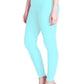 Cotton Fabric Cyan Blue Leggings For Women In USA