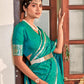 Gorgeous Turquoise Blue Color Silk Saree With Contast Border For Women