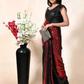 Attractive Red Color Party Wear Georgette Sequins Work Saree With Double Shade For Women