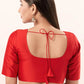 Red Color Poly Blend Fabric Readymade Blouse Near Me