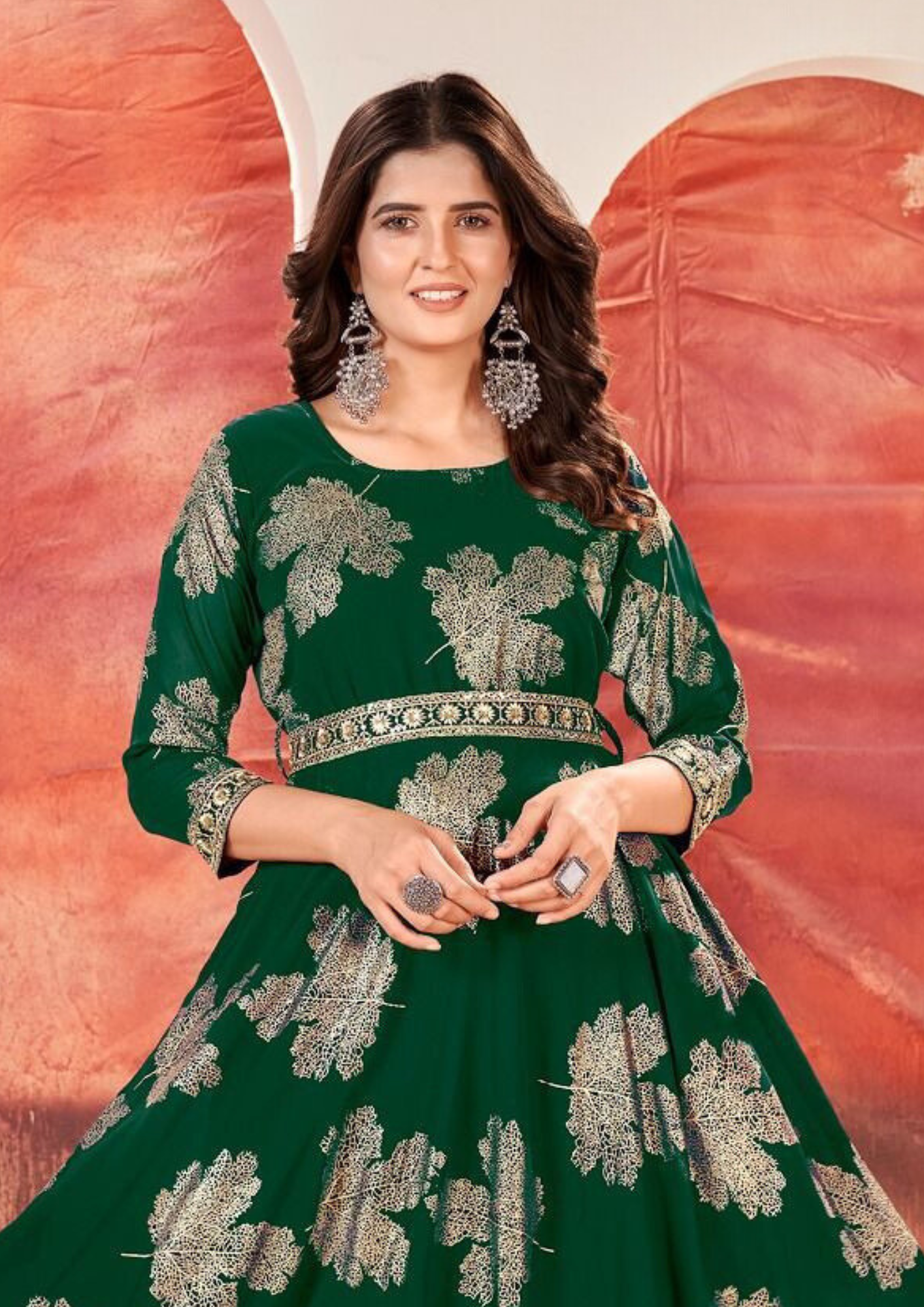 Gorgeous Green Color Sequins Embroidery Kurti Near Me