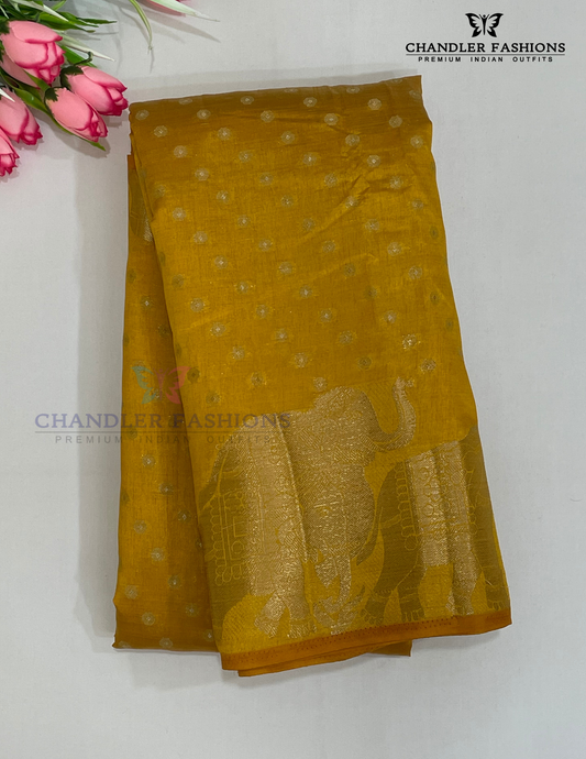 Stunning Yellow Color Silk Saree With Zari Work For Women