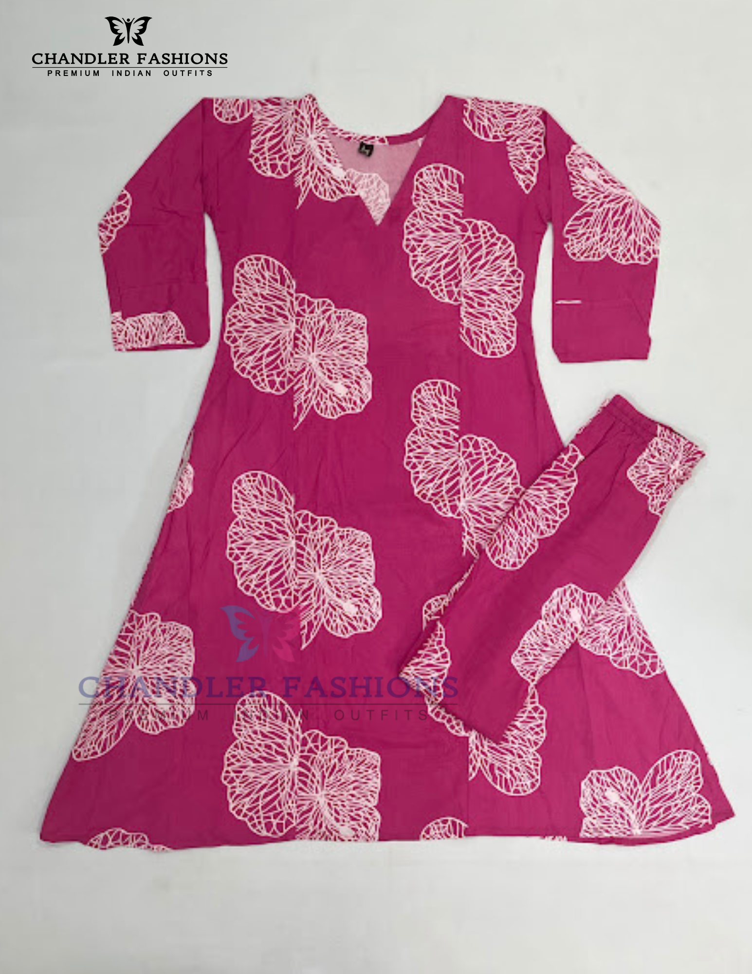 Alluring Pink Color Rayon Printed Kurti With Palazzo Co-ord Set