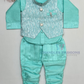 Charming Sea Green Color Cotton Sherwani Suits With Brooch Pin For Boys