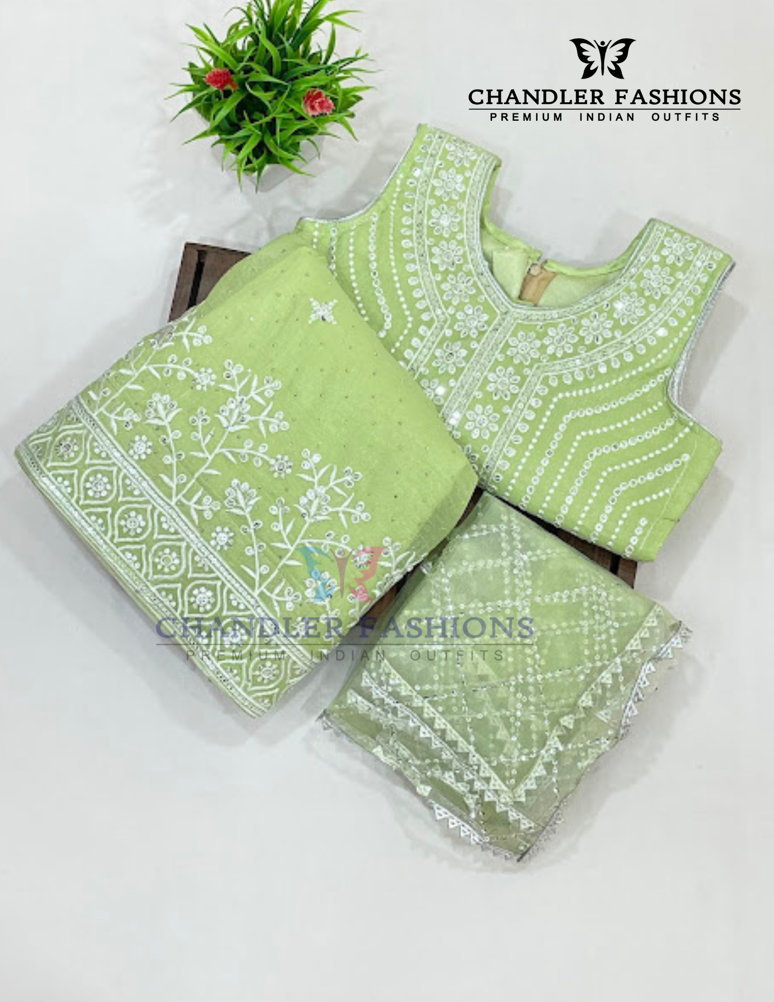 Light Green Color Choli Set With Sequins Work In USA