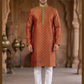 Wonderful Soft Brocade And Printed Green Colored Kurta With Pajama Pant For Men