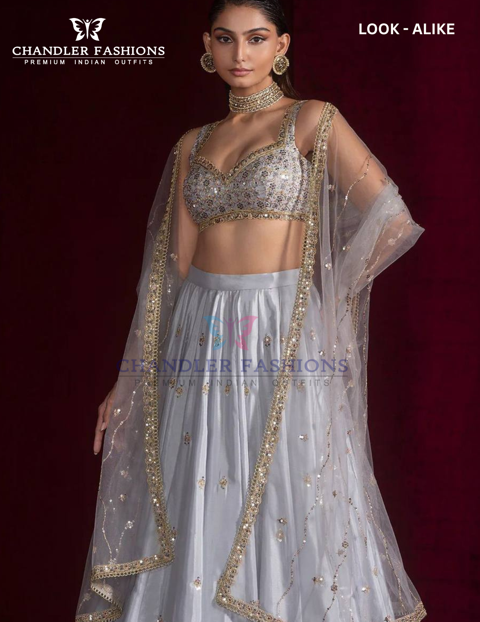 Gray Color With Sequins Dori And Zari Work Lehenga Near Me