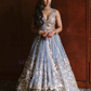 Attractive Gray Color Net With Zari Work Lehenga For Women