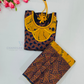 Yellow Colored Silk Langa Sets With Stone Work In USA