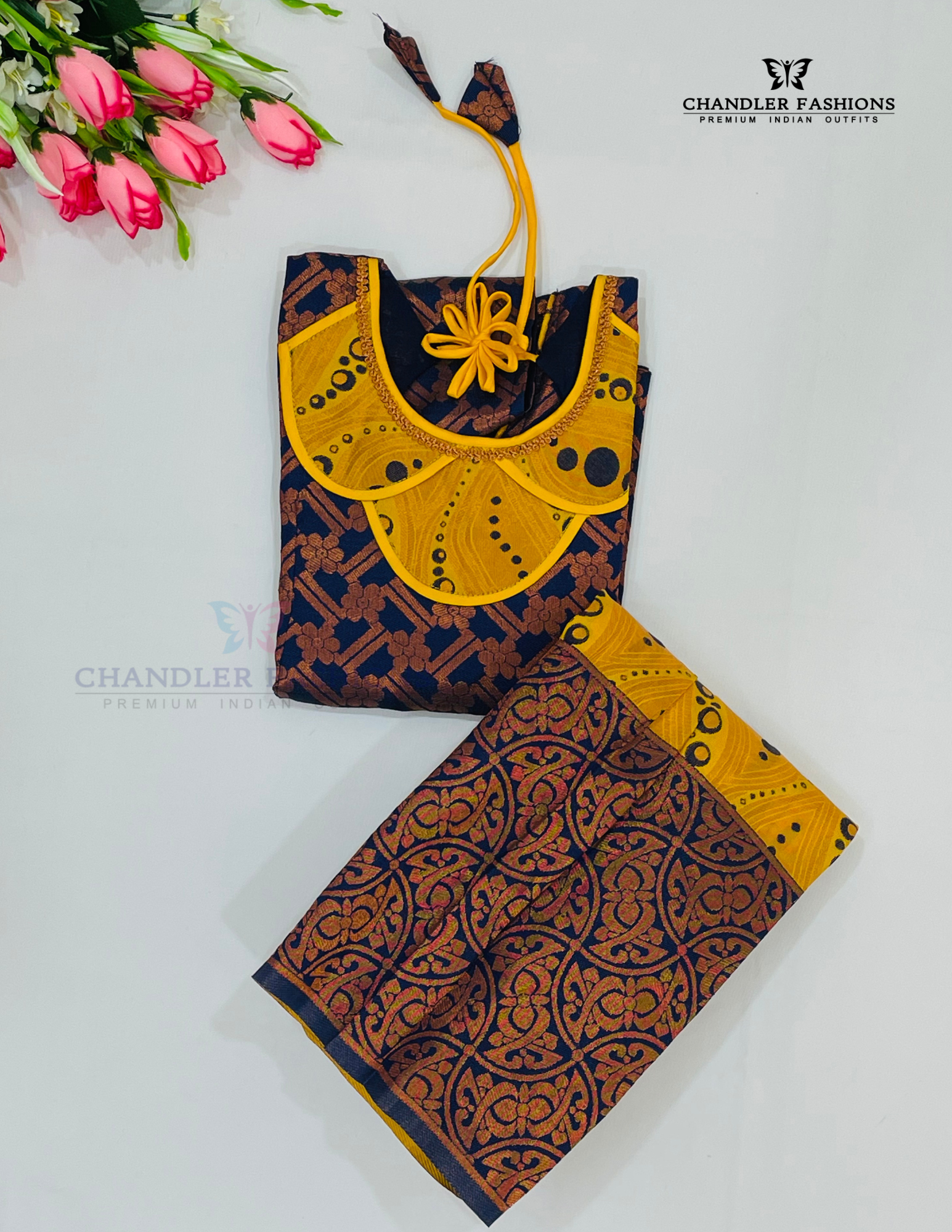 Yellow Colored Silk Langa Sets With Stone Work In USA