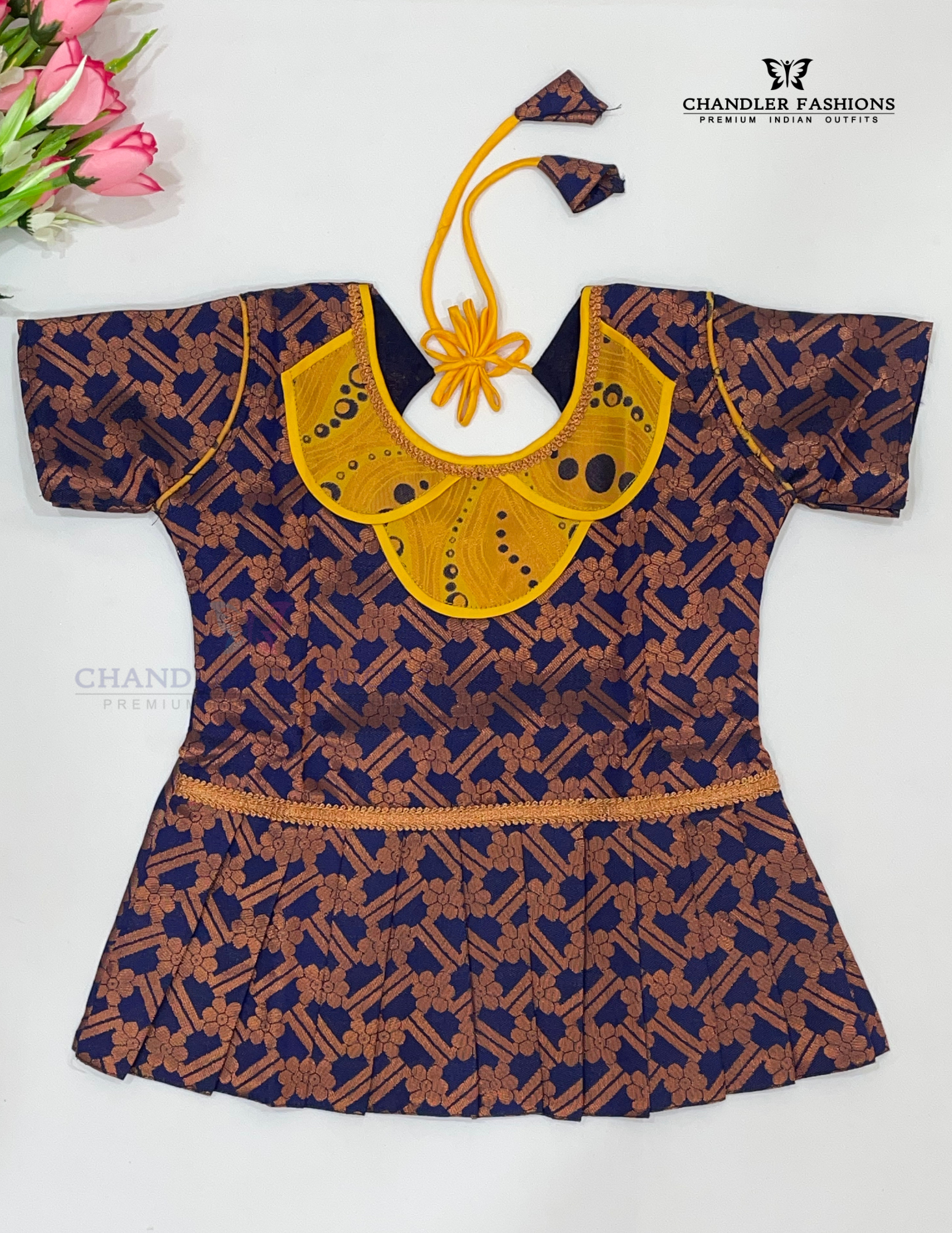 Yellow Colored Silk Langa Sets With Stone Work In Yuma