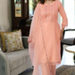 Charming Peach Colored Cotton Embroidery Work Kurti & Pant With Dupatta