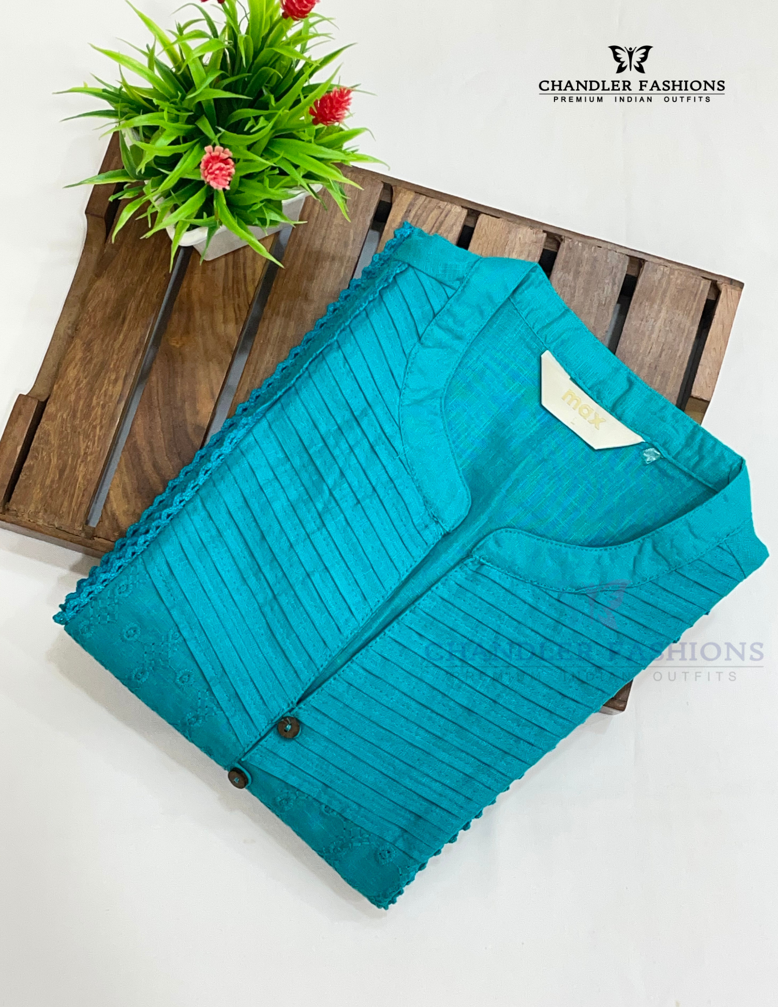 Teal Blue Color Cotton Kurti With Pocket In USA