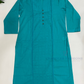 Alluring Teal Blue Color Cotton Kurti With Pocket For Women