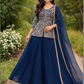 Pretty Blue Color Georgette With Embroidery And Sequins Work Palazzo Suits