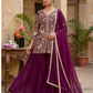 Alluring Maroon Color Heavy Georgette With Embroidery And Sequins Work Palazzo Suits