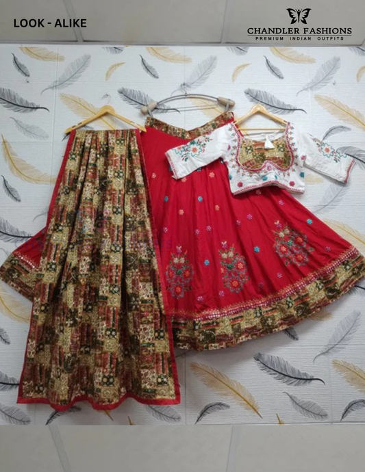 Gorgeous Red Color Butta Work Design Embroidery Work Chaniya Choli For Women