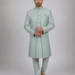 Attractive Pista Green Color Silk With Hand Embroidery Work Sherwani Suit For Men - PREMIUM QUALITY