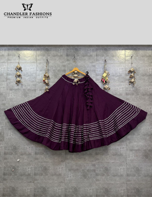Alluring Purple Color Rayon Cotton With Lace Work Chaniya Lehenga For Women