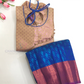 Beige And Blue Color With Pink Zari Work Art Silk Langa Sets In USA