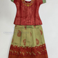 Attractive Maroon And Green Color Silk Langa sets With Zari Work For Girls
