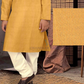 Yellow Color Poly Cotton Kurta Pajama Set For Kids In USA