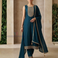 Attractive Blue Color Rayon With Embroidery Work Salwar Suits For Women