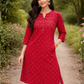 Beautiful Dark Red Color Cotton With Self Design Kurti For Women