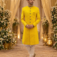 Marvelous Yellow Color Silk With Embroidery Work Sherwani Suits For Men - PREMIUM QUALITY