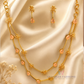 Alluring Pink and White Stone Gold Plated Necklace Set For Women