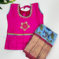 Pink Colored Silk Langa Sets With Stone Work In USA